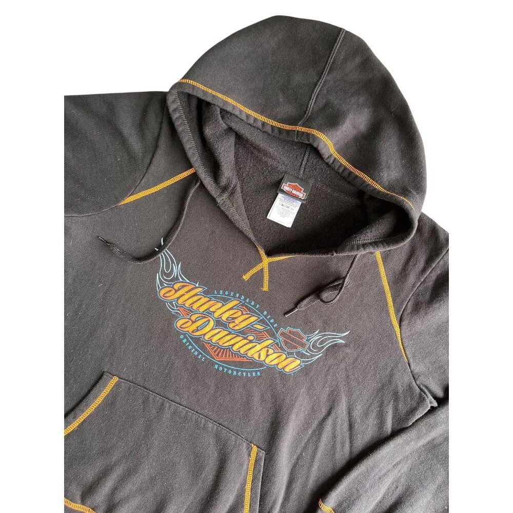 Harley-Davidson  Las Vegas  Mens Hoodie XL Black Orange Logo 50/50 Cotton Poly